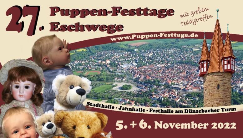 27. Puppen-Festtage mit großem Teddytreffen  am 5. und 6. November 2022 in Eschwege