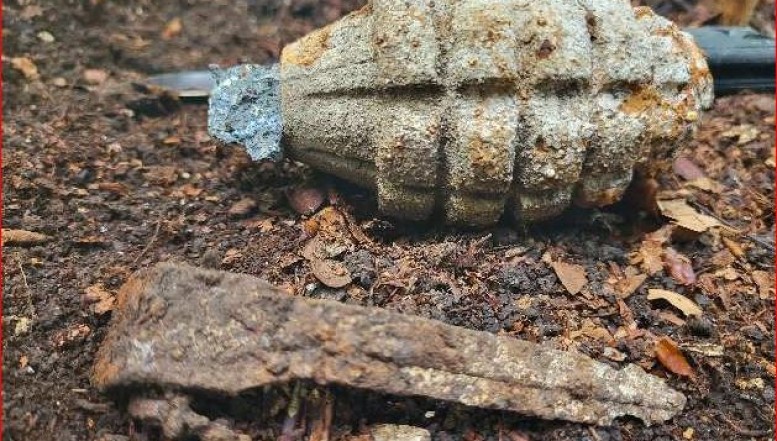 Pilzsammler entdeckt scharfe Splitterhandgranate im Wald bei Bremke - Fund von KBD kontrolliert gesprengt